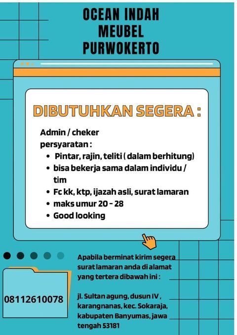 Lowongan Pekerjaan Ocean Indah Meubel Purwokerto