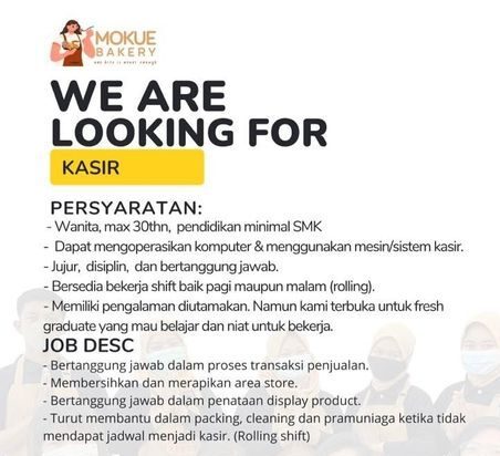 Lowongan Pekerjaan Mokue Bakery Purbalingga