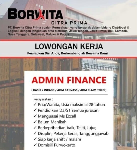 Lowongan Pekerjaan PT Borwita Citra Prima (Purwokerto)