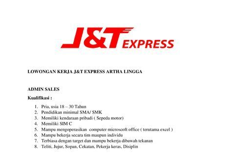 Lowongan Pekerjaan J&T Express Purwokerto