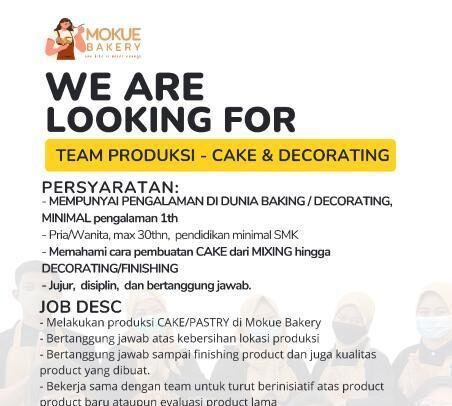 Lowongan Pekerjaan Mokue Bakery Purbalingga