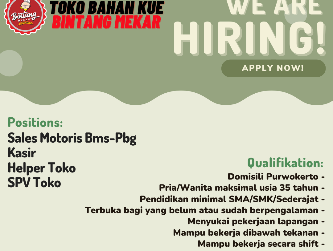 Lowongan Pekerjaan TBK Bintang Mekar Purowkerto
