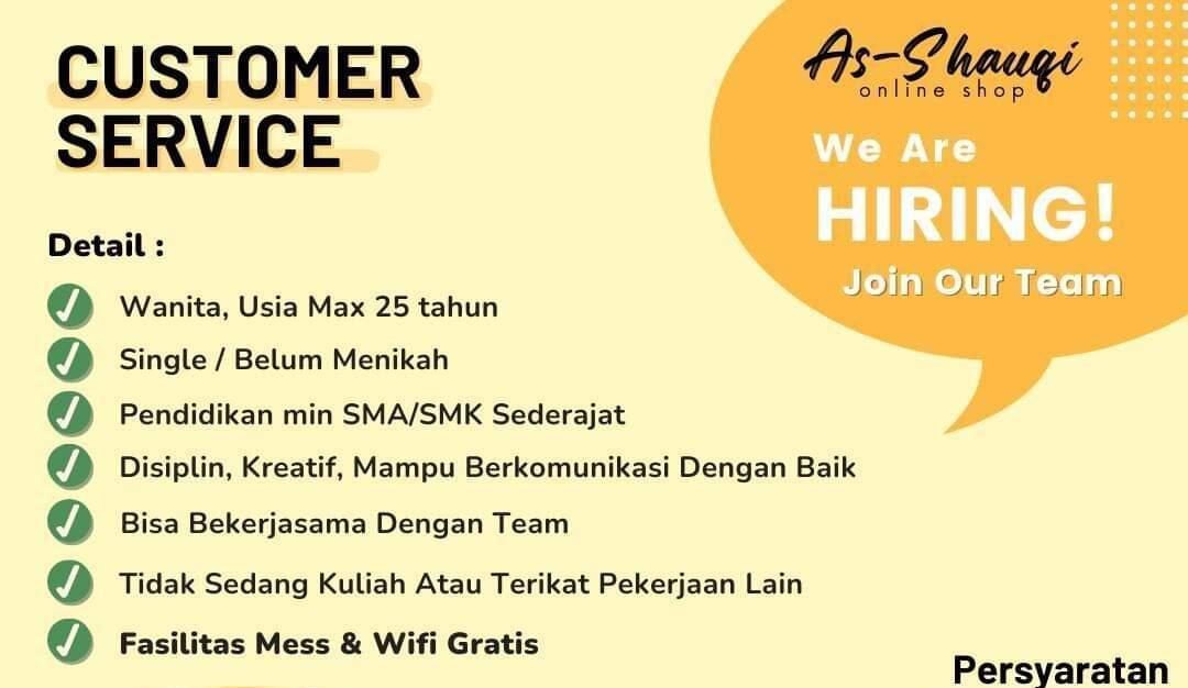Lowongan Pekerjaan As-Shauqi Online Shop