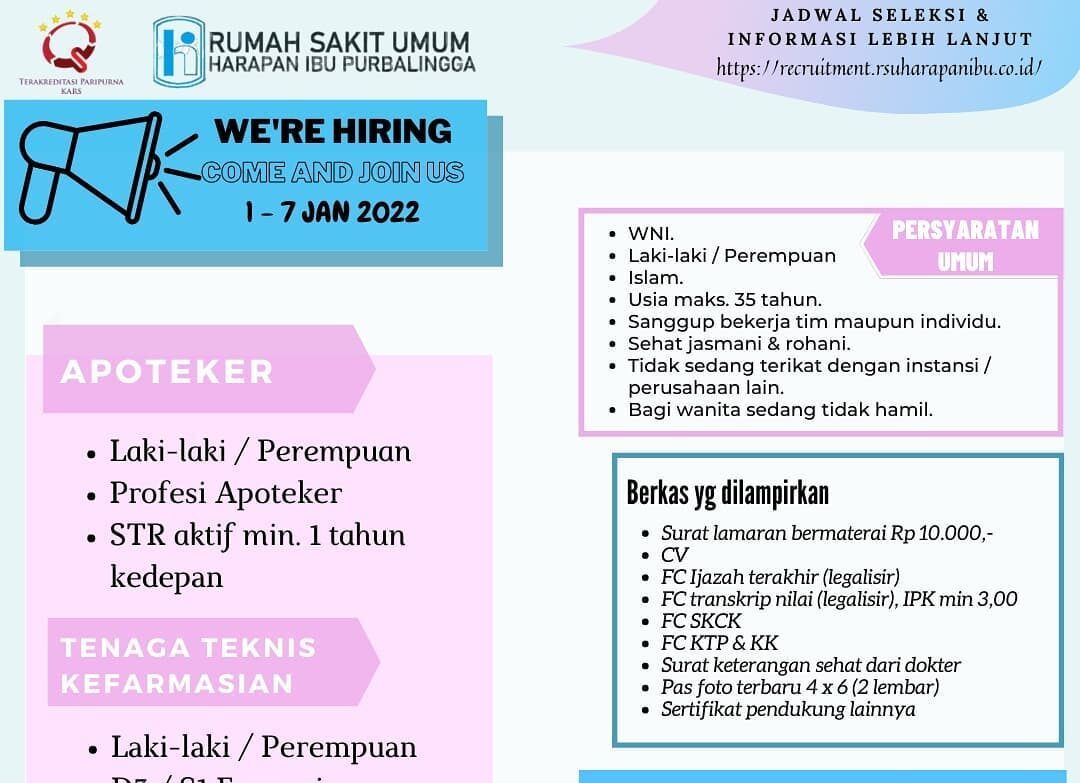 Lowongan Pekerjaan RSU Harapan Ibu Purbalingga