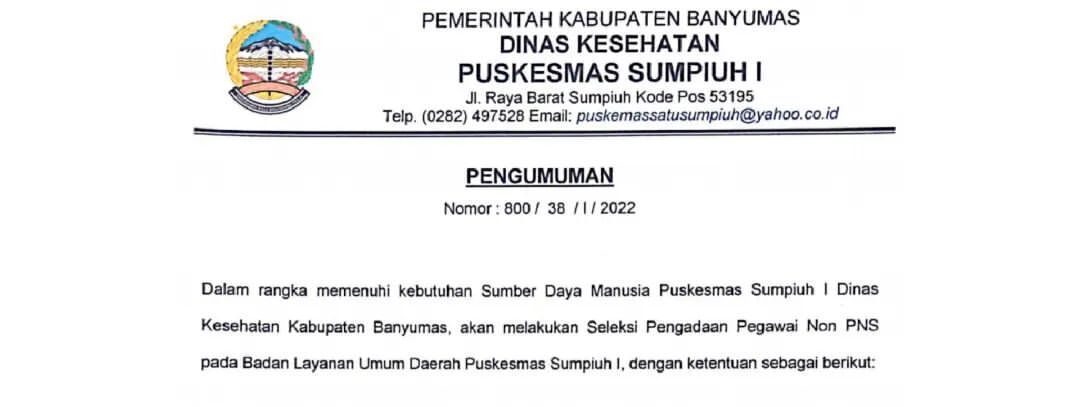 Seleksi PPN PNS Puskesmas Sumpiuh
