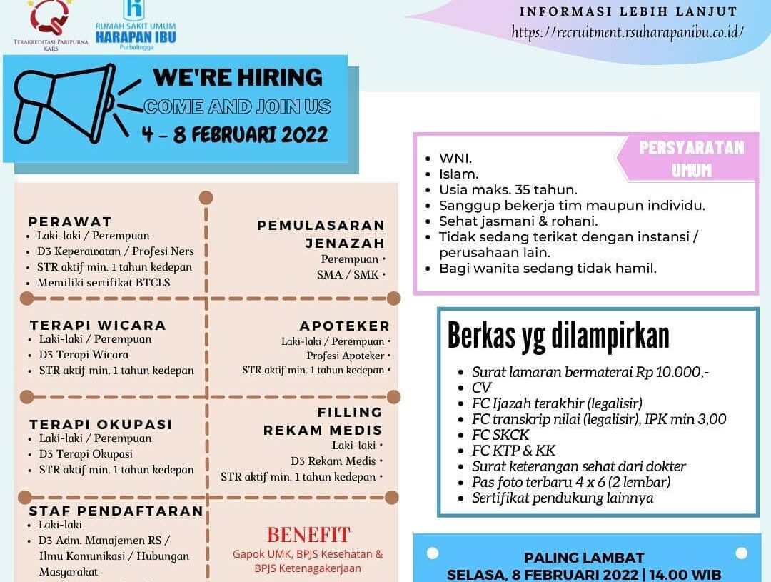 Lowongan Pekerjaan RSU Harapan Ibu Purbalingga