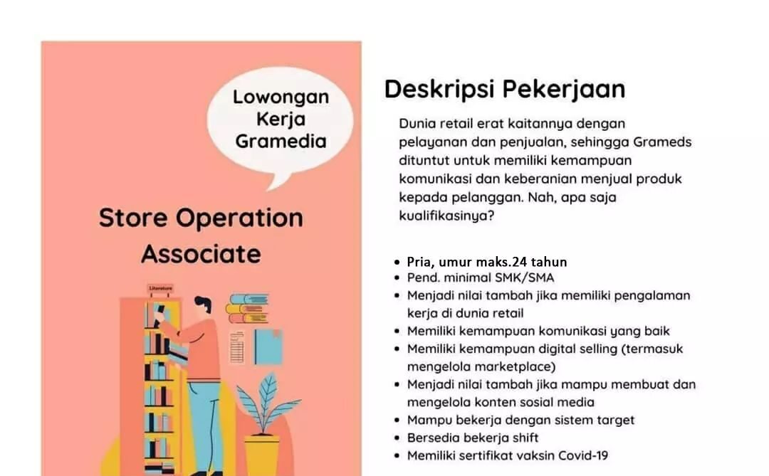 Lowongan Pekerjaan Gramedia Purwokerto