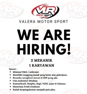 Lowongan Pekerjaan Valera Motor Sport Purwokerto