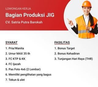 Lowongan Pekerjaan CV. Satria Putra Barokah