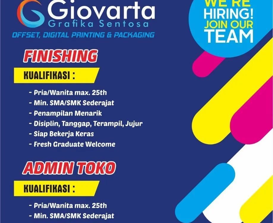 Lowongan Pekerjaan Giovarta Grafika Sentosa Purbalingga