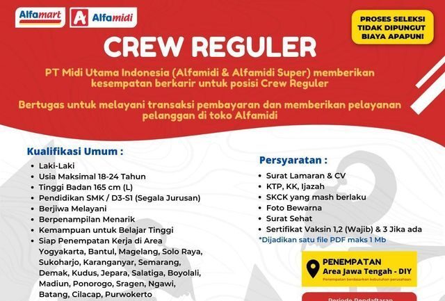 Lowongan Pekerjaan PT Midi Utama Indonesia (Alfamidi & Alfamidi Super)