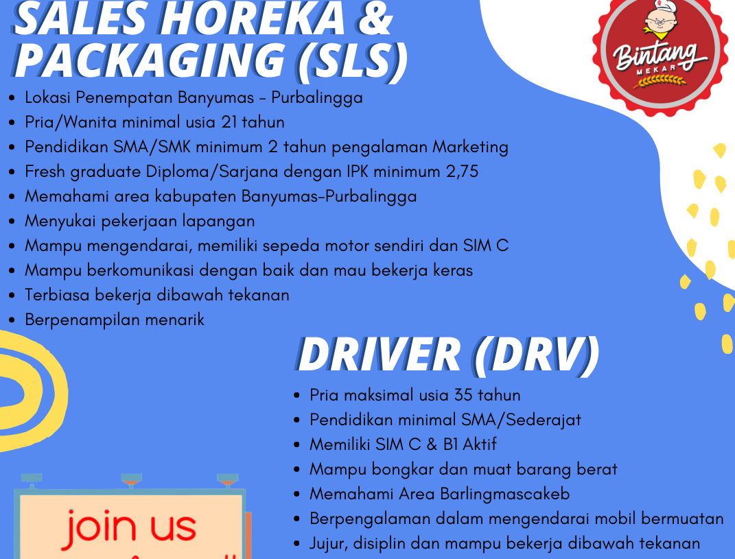 Lowongan Pekerjaan TBK Bintang Mekar Purwokerto