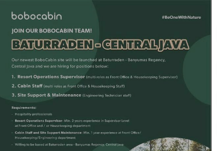 Lowongan Pekerjaan Bobocabin Baturraden