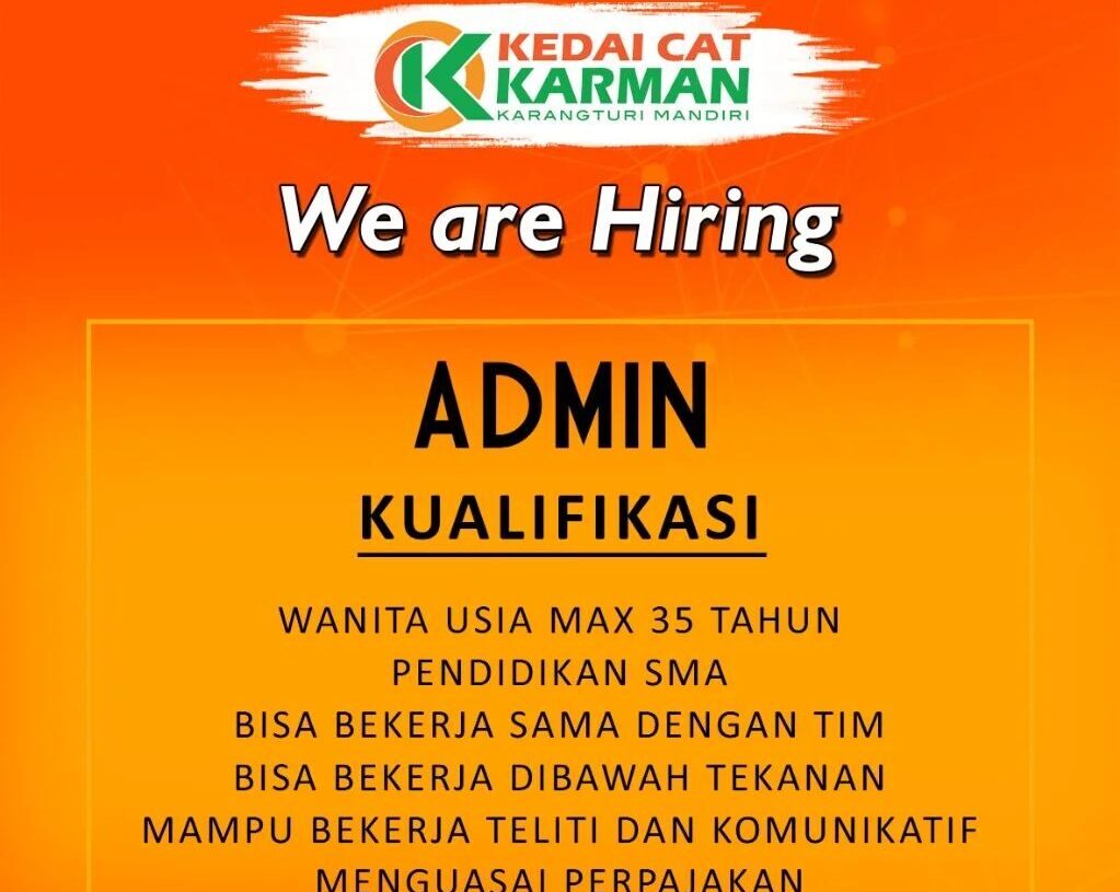 Lowongan Pekerjaan Kedai Cat Karman Purwokerto