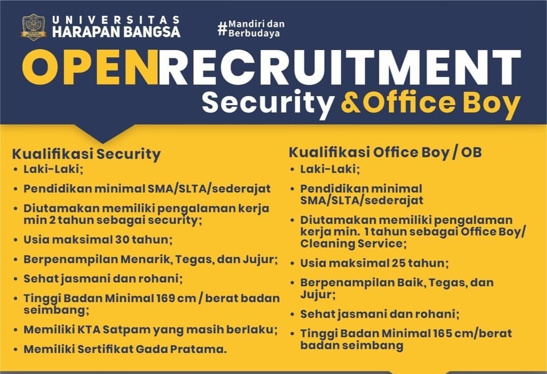 Lowongan Pekerjaan Universitas Harapan Bangsa