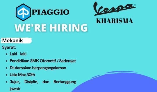 Lowongan Pekerjaan Piaggio Vespa Kharisma Motor Purwokerto
