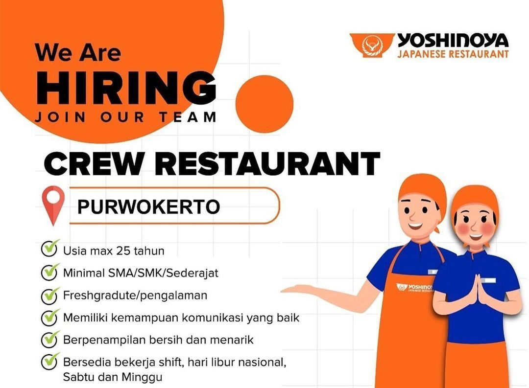 Lowongan Pekerjaan PT. Multirasa Nusantara (Yoshinoya) Purwokerto